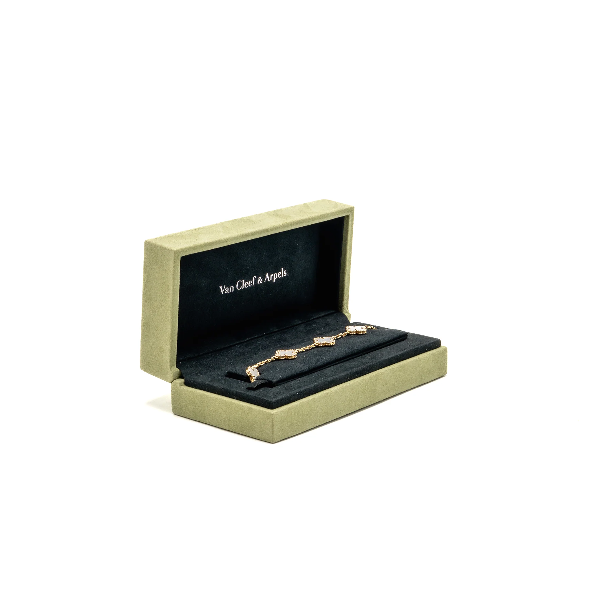 Van Cleef & Arpels Vintage Alhambra Bracelet, 5 Motifs, Yellow Gold, Mother-of-Pearl - Image 2