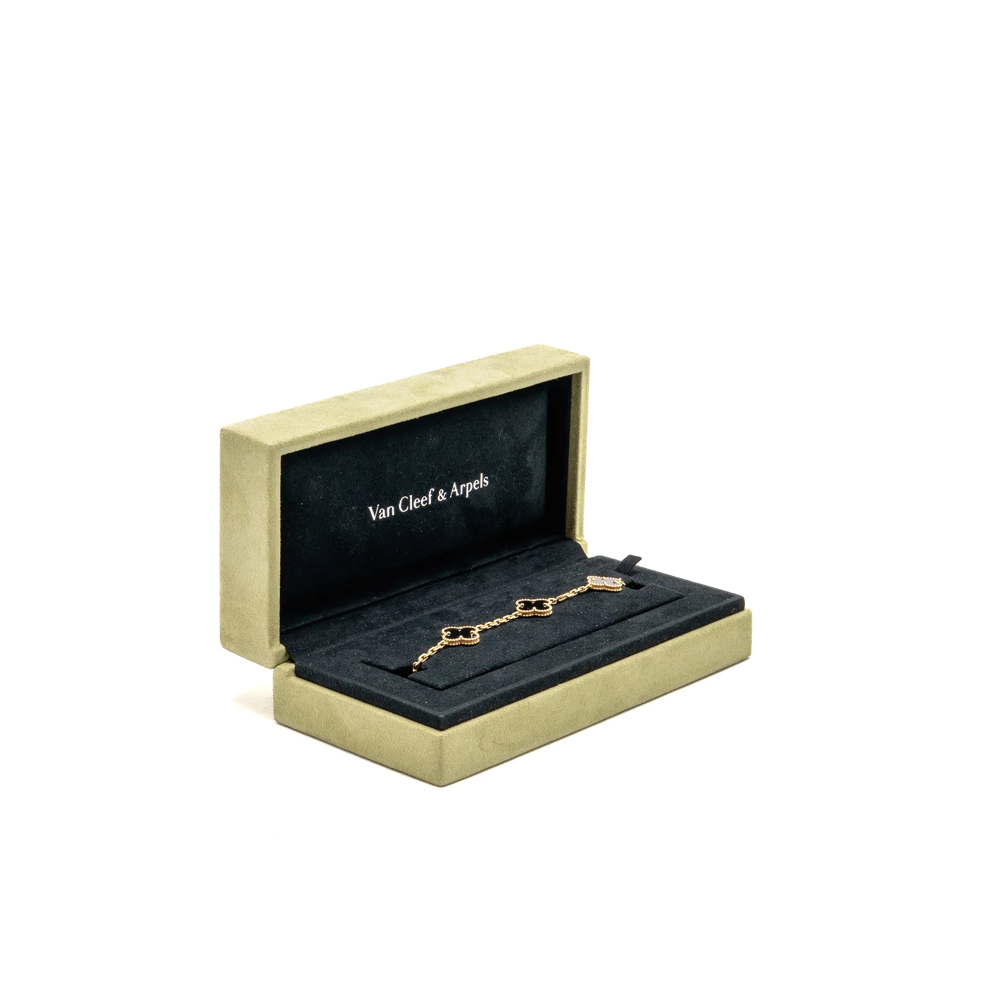 Van Cleef & Arpels Vintage Alhambra Bracelet, 5 Motifs Yellow Gold / Onyx - Image 2