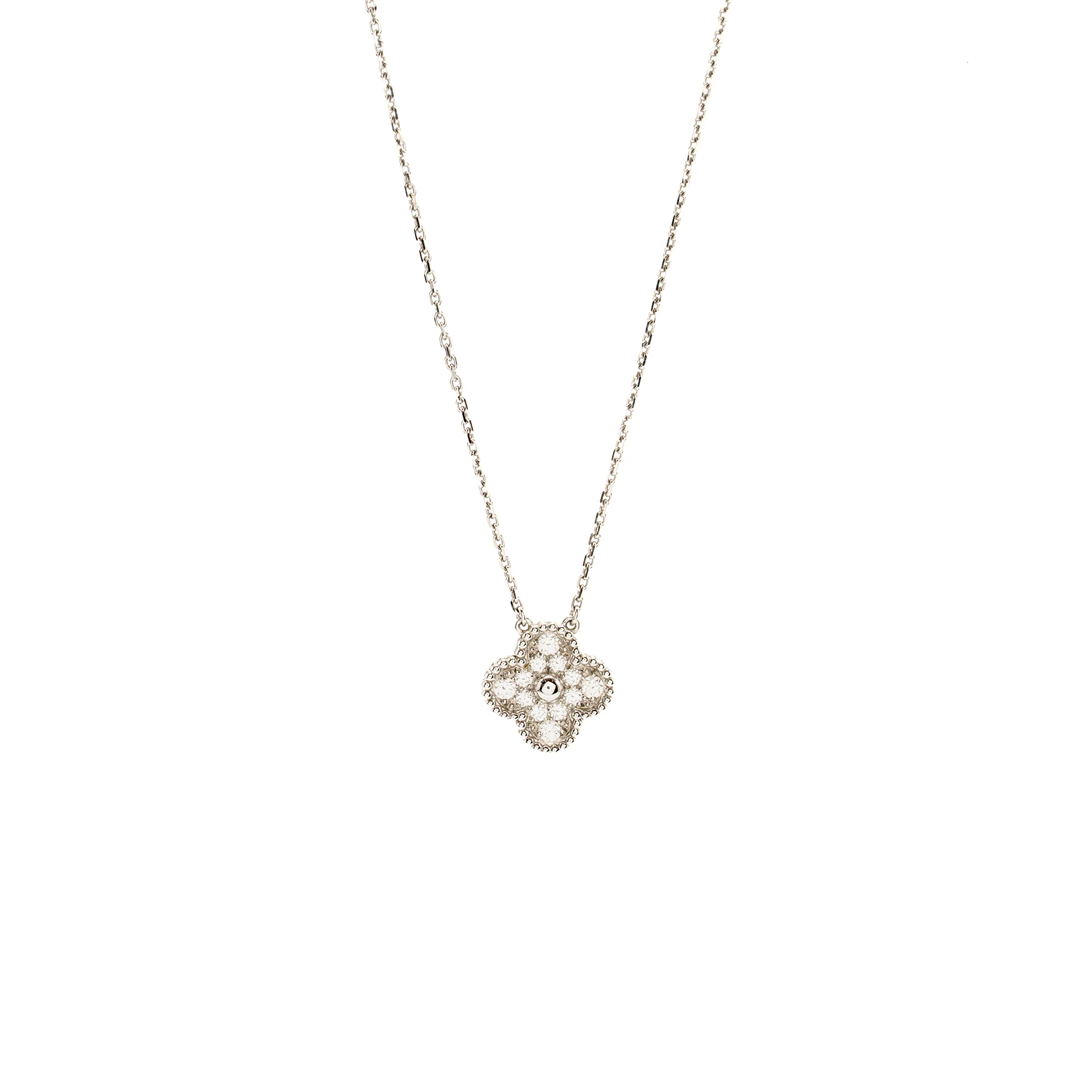 Van Cleef & Arpels Vintage Alhambra Pendant White Gold, Diamonds