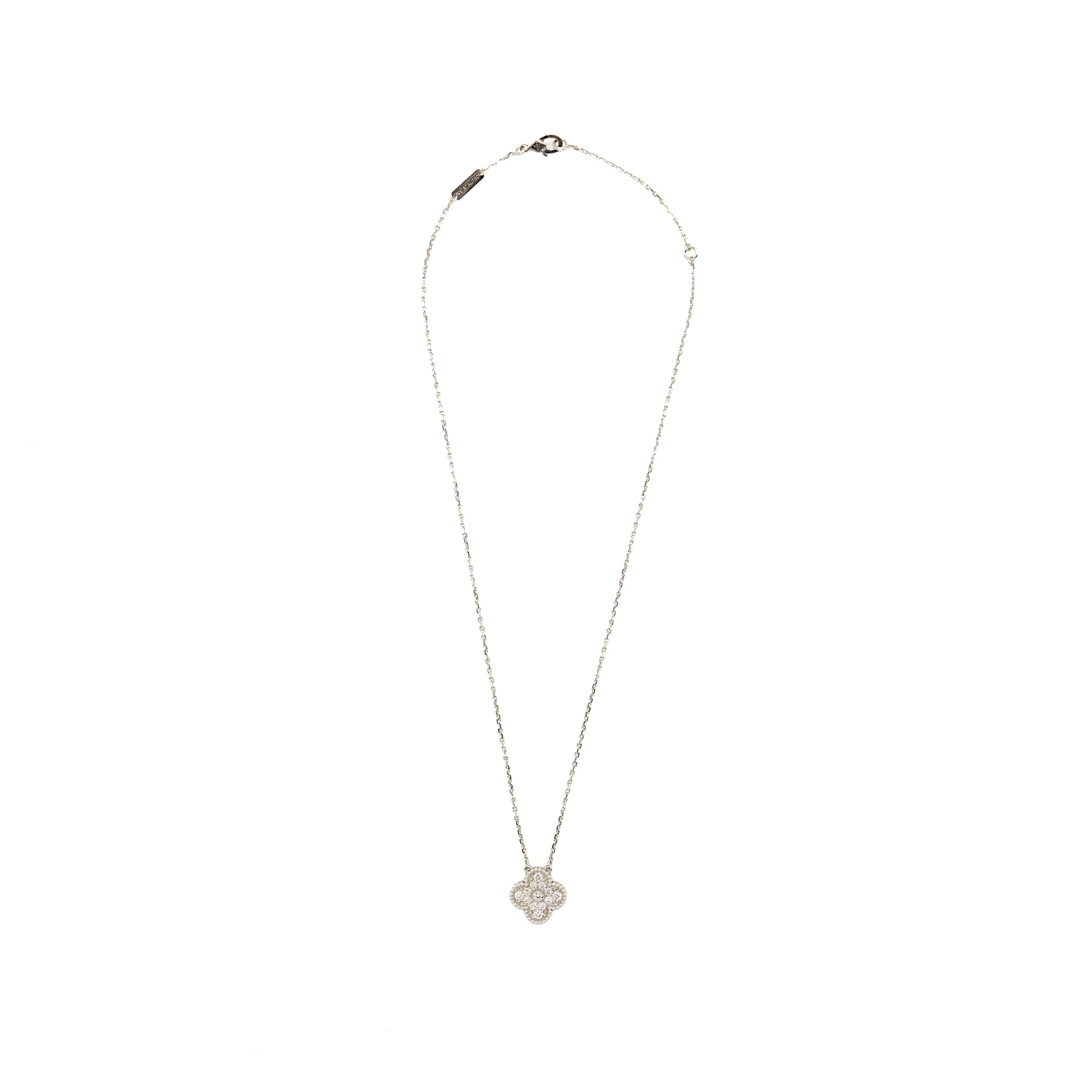 Van Cleef & Arpels Vintage Alhambra Pendant White Gold, Diamonds - Image 3