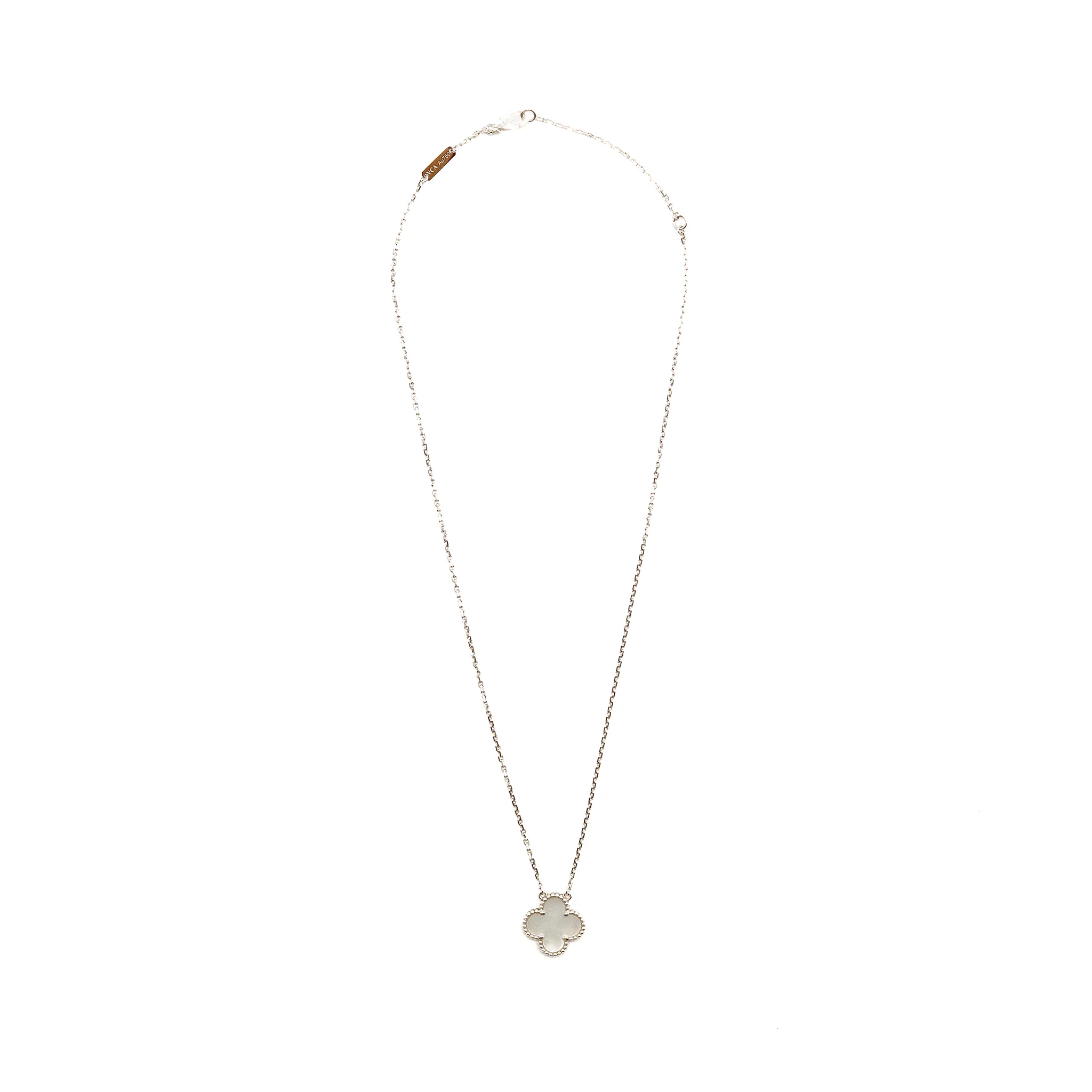 Van Cleef & Arpels Vintage Alhambra Pendant, White Gold, White Mother-of-Pearl - Image 3