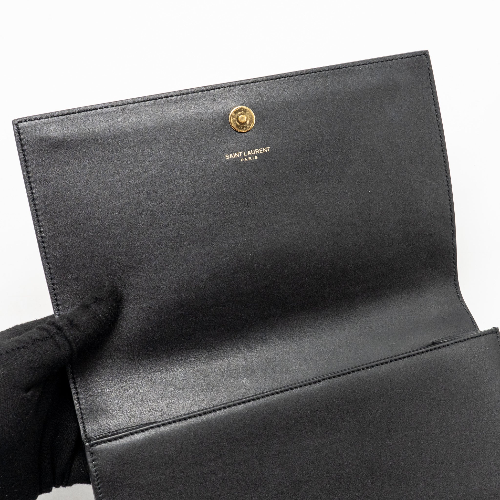 Saint Laurent/YSL Small Hearts Kate Clutch Calfskin Black/Metallic Red GHW - Image 13