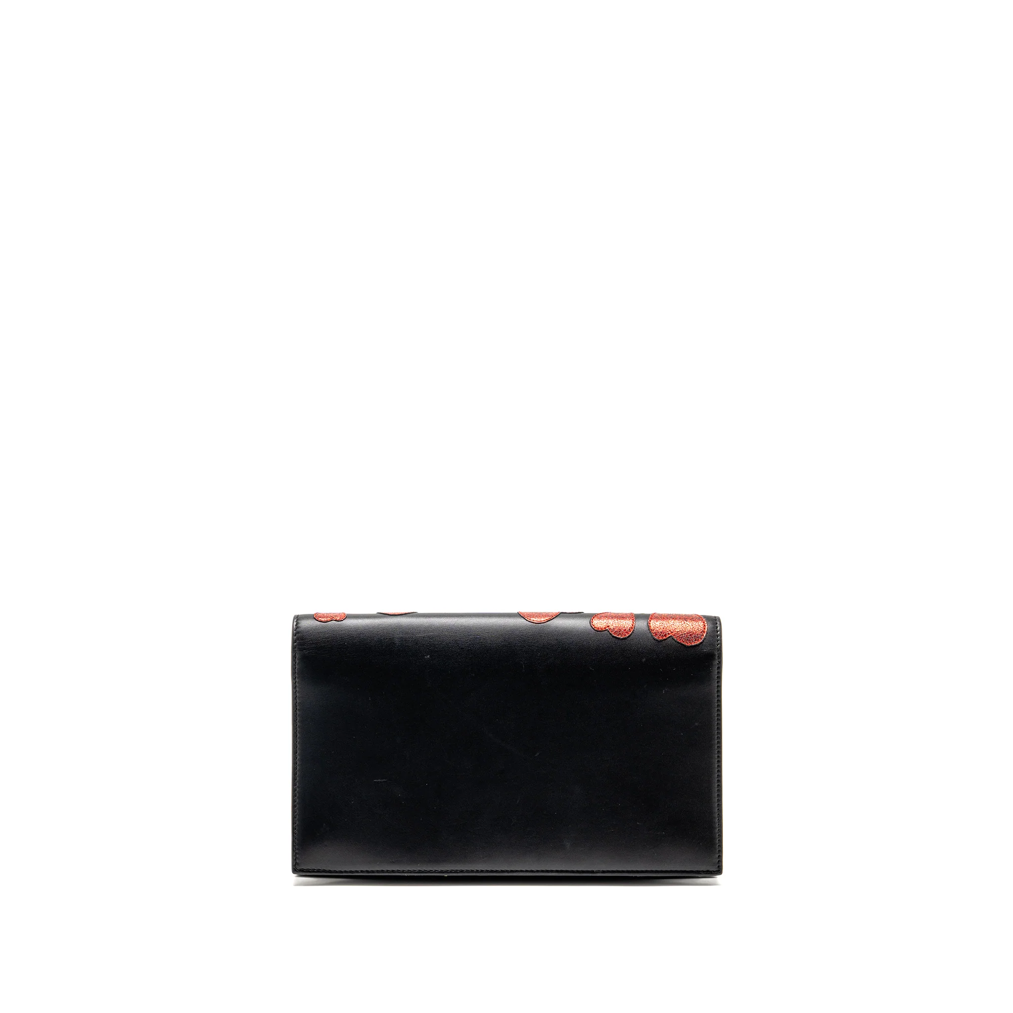 Saint Laurent/YSL Small Hearts Kate Clutch Calfskin Black/Metallic Red GHW - Image 2