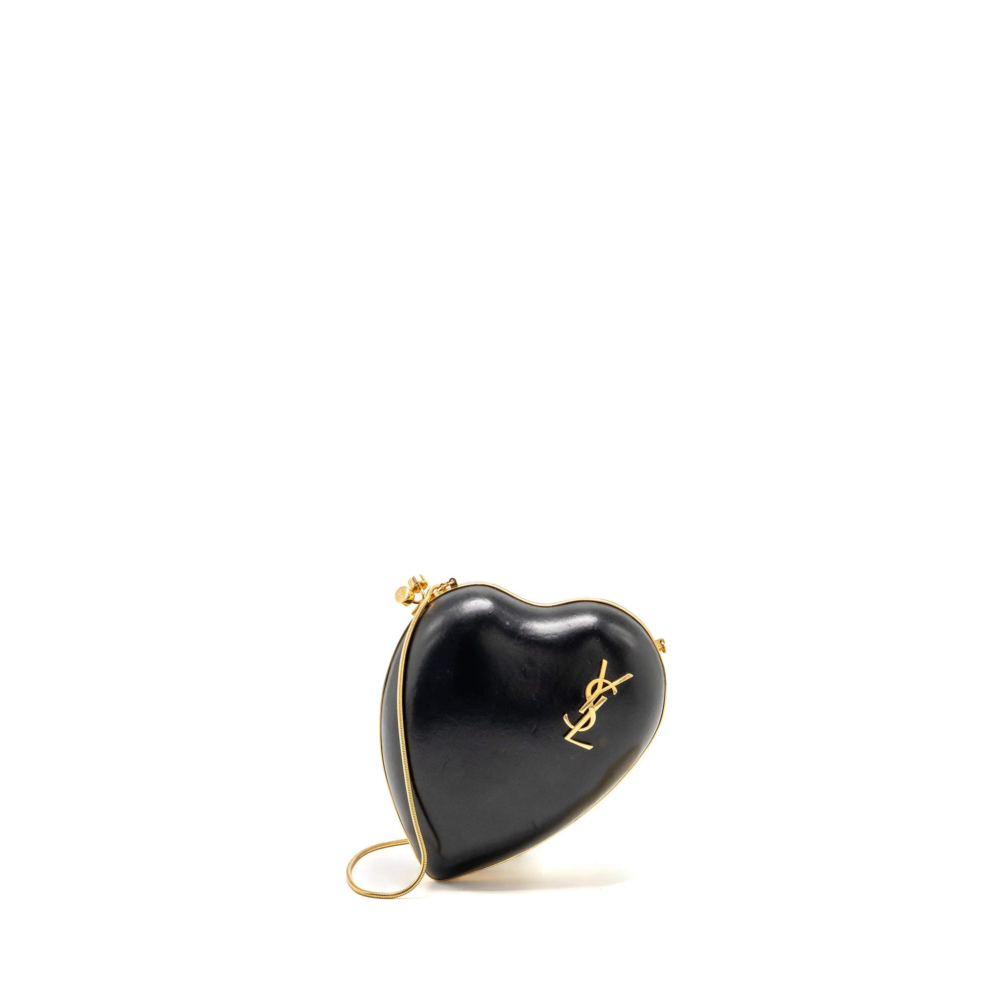 Saint Laurent/YSL Boite Love Clutch with Chain Leather Black GHW